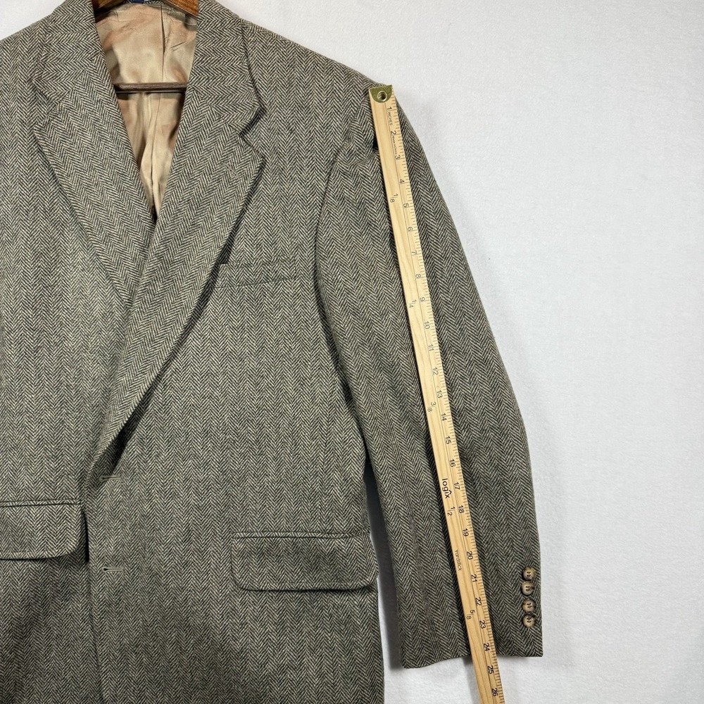 Lands' End Blazer Mens 44L‎ Herringbone Wool Sport Coat USA Made Classic - Picture 13 of 16